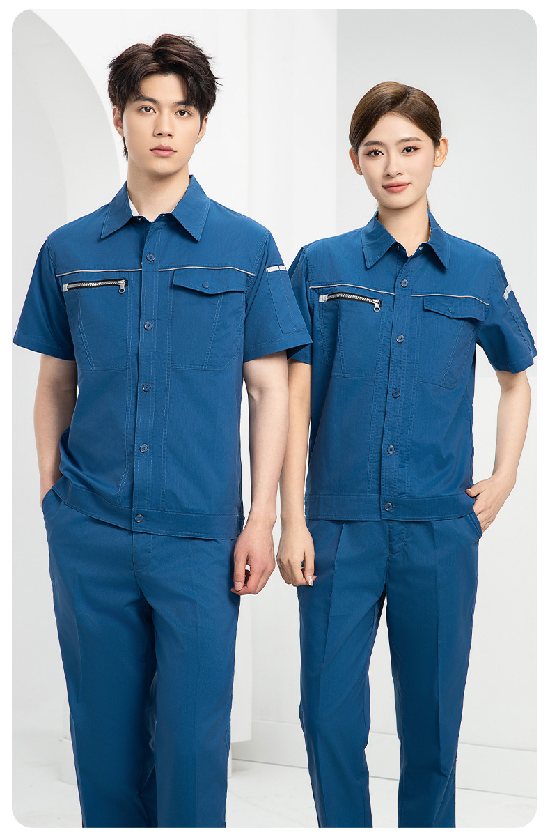 DL235D 夏季短袖高端工作服男薄款吸濕排汗工裝汽修車間工廠勞保服定制(圖13)