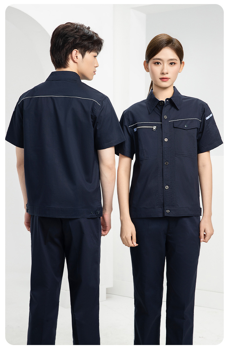 DL235D 夏季短袖高端工作服男薄款吸濕排汗工裝汽修車間工廠勞保服定制(圖16)