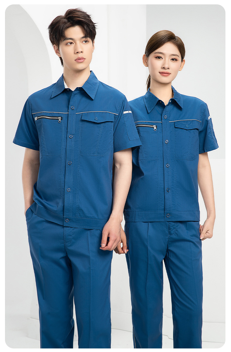 DL235D 夏季短袖高端工作服男薄款吸濕排汗工裝汽修車間工廠勞保服定制(圖14)