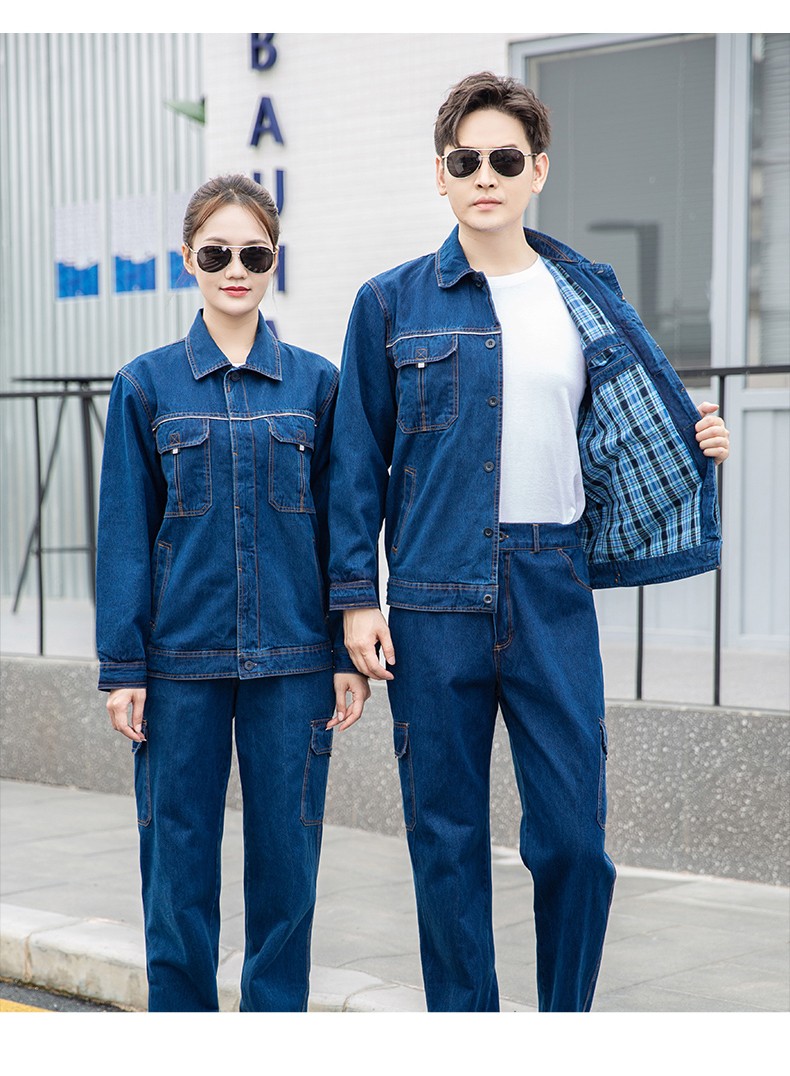 NZ316 海源精梳棉純棉牛仔工作服定制印字加厚電焊工電網(wǎng)煤礦車間勞保服(圖9)