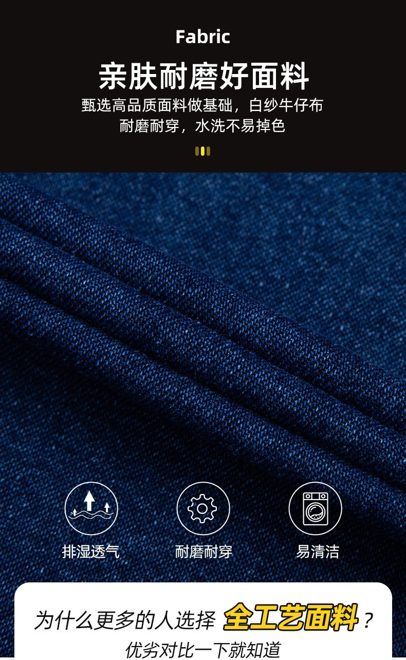 NZ024A 夏季薄款長袖反光繩拉鏈牛仔工作服定制套裝男電焊工機(jī)修勞保服(圖3)