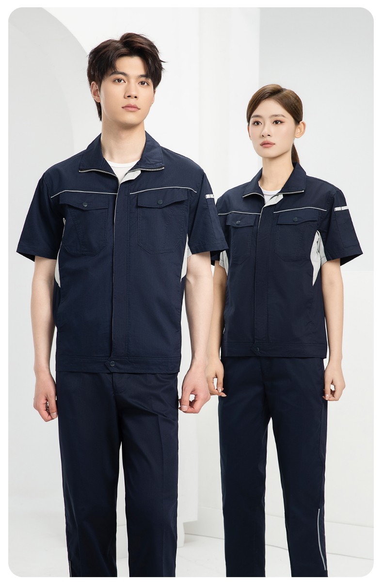 DL237D 夏季彈力竹纖維工作服套裝定制吸濕排汗透氣長短袖薄款電工勞保服(圖14)