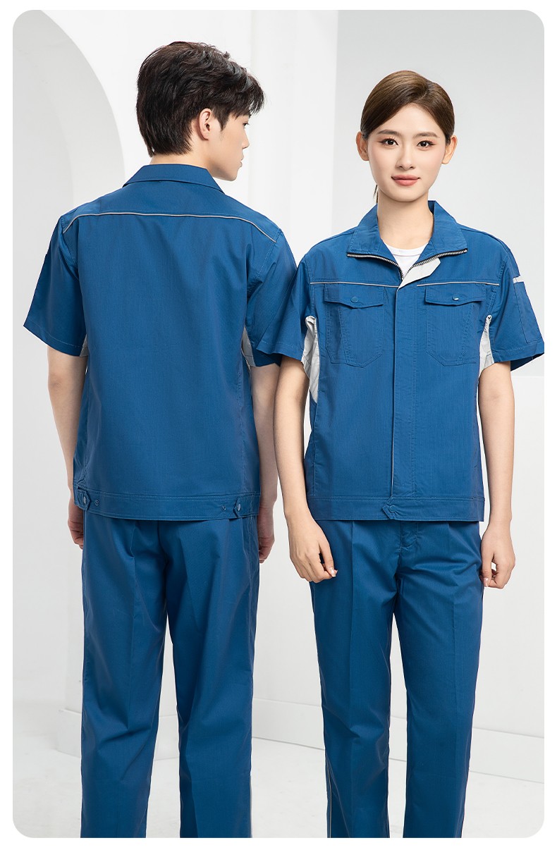 DL237D 夏季彈力竹纖維工作服套裝定制吸濕排汗透氣長短袖薄款電工勞保服(圖16)