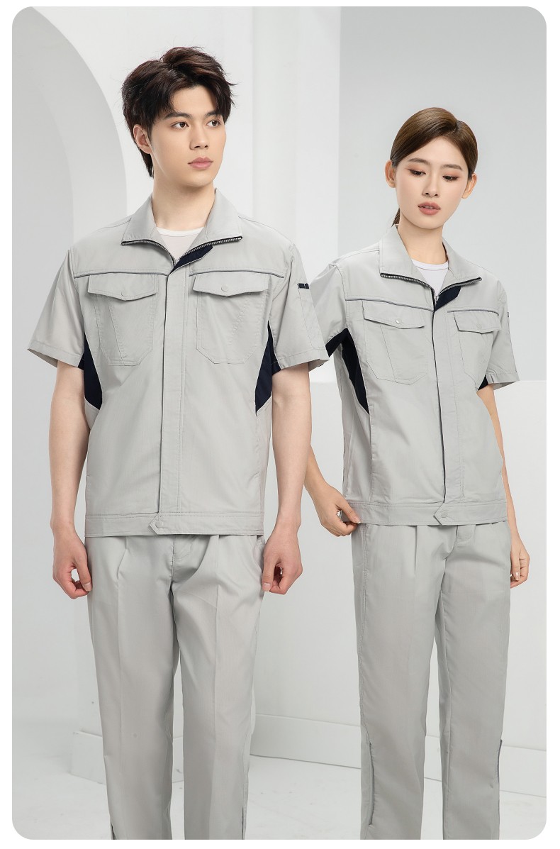 DL237X 夏季薄款竹纖維長(zhǎng)袖工作服定制男薄款耐磨汽修工廠電焊車間勞保服(圖12)