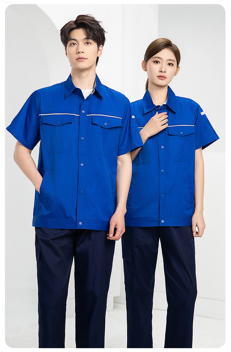 DM241X 海源夏季長袖薄款工作服套裝反光條紐扣套裝耐磨機修勞保工裝定制(圖14)