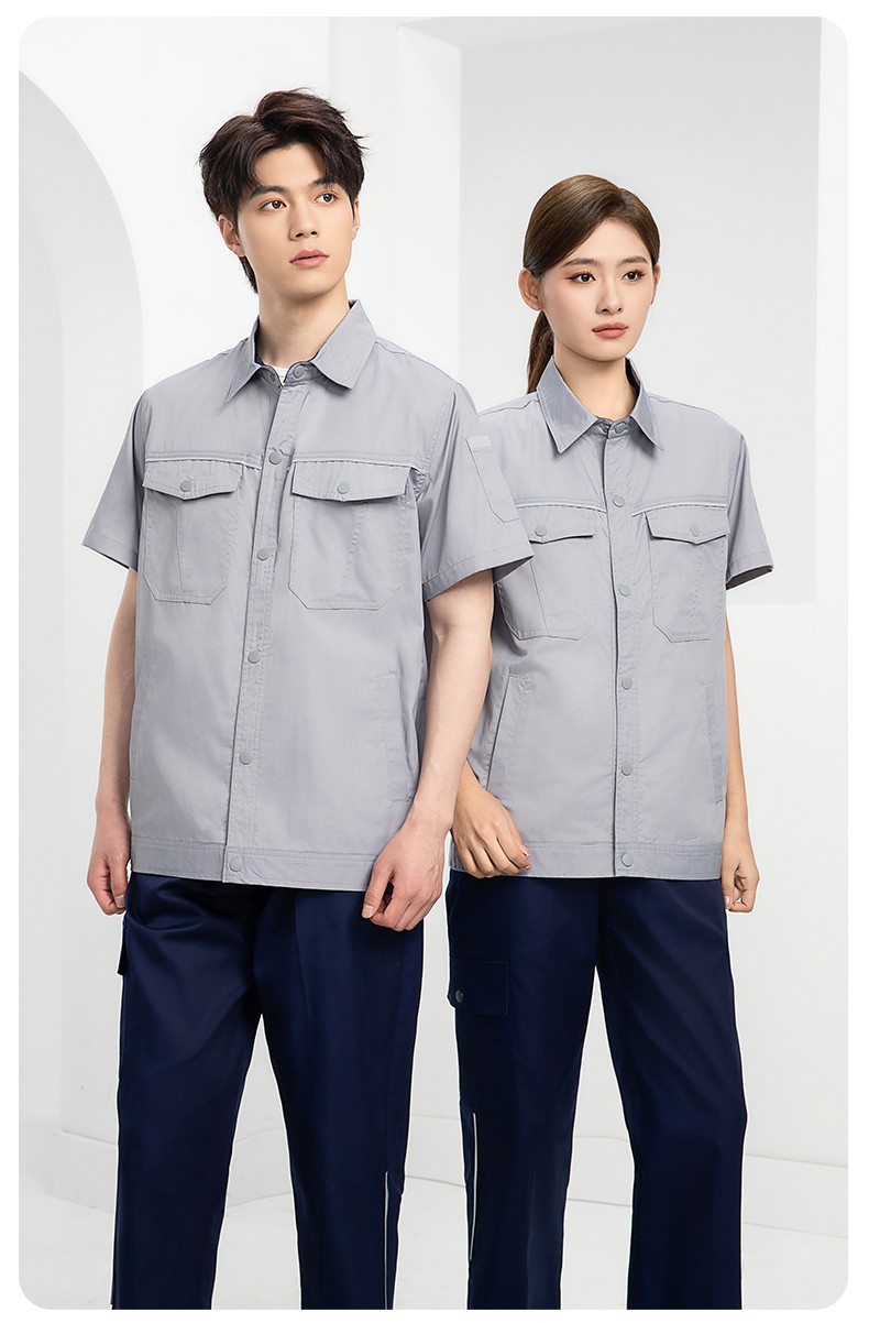 DM241X 海源夏季長袖薄款工作服套裝反光條紐扣套裝耐磨機修勞保工裝定制(圖15)
