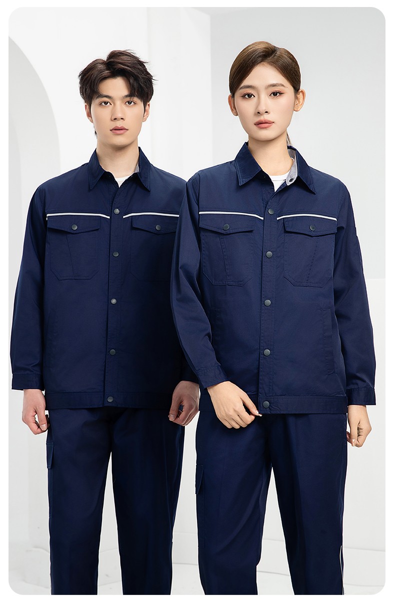DM241X 海源夏季長袖薄款工作服套裝反光條紐扣套裝耐磨機修勞保工裝定制(圖19)