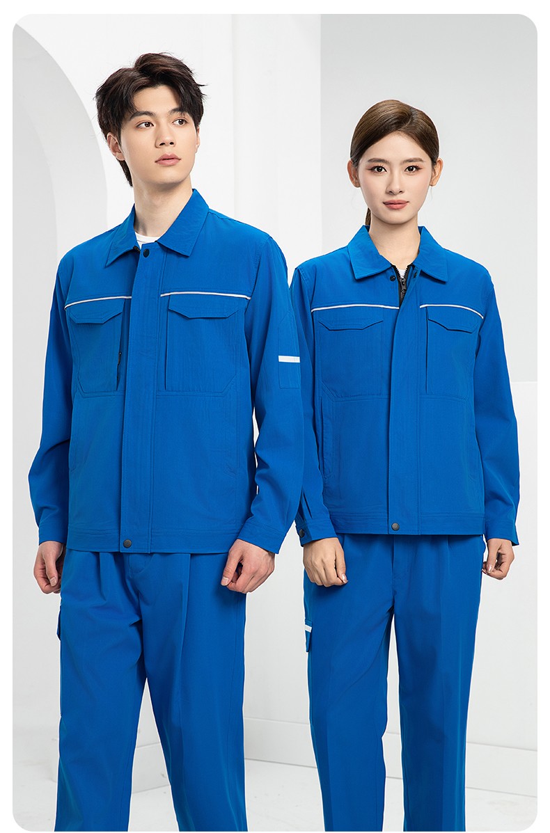 DM242D 夏季短袖工作服薄款反光條純色外套印字工廠廠服汽修工地勞保服(圖17)