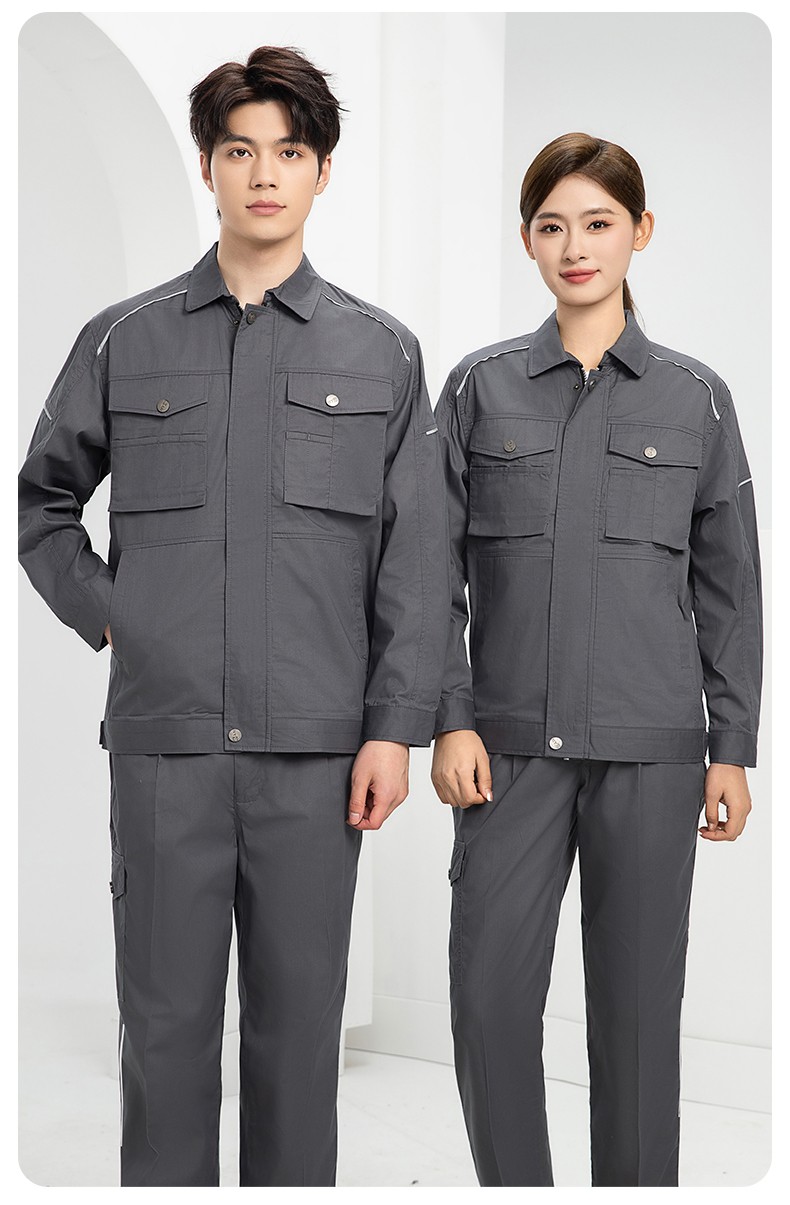 DM2315X 夏季工作服長袖透氣吸濕排汗薄款套裝勞保服建筑工程服上衣定制(圖21)