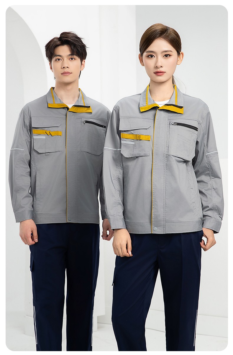 DM2316D 夏季工作服男短袖薄款套裝耐磨透氣勞保服上衣汽修服工廠(chǎng)工裝定制(圖21)