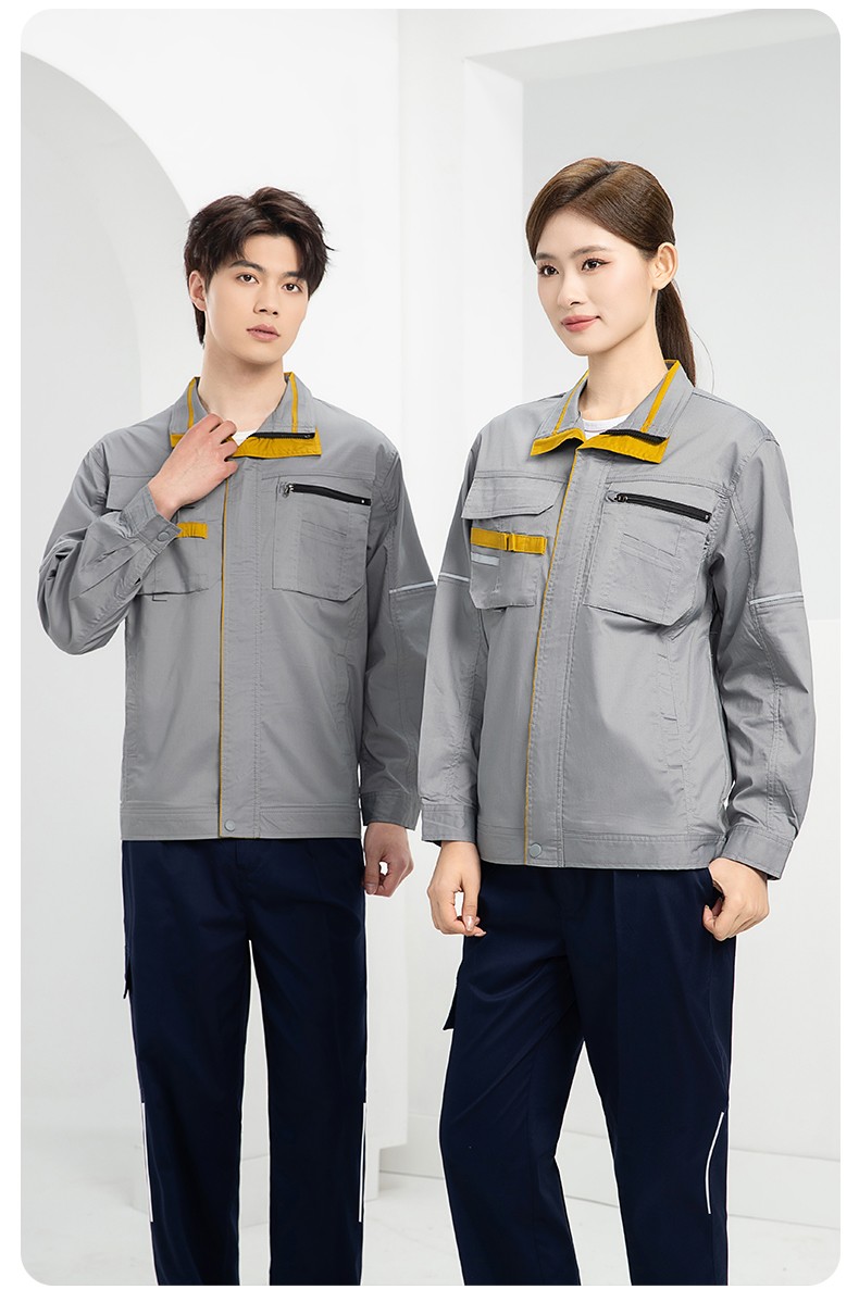 DM2316D 夏季工作服男短袖薄款套裝耐磨透氣勞保服上衣汽修服工廠(chǎng)工裝定制(圖22)