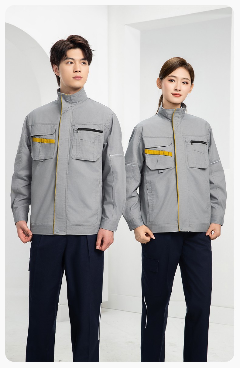 DM2316 海源春秋工作服男長袖套裝印字LOGO反光條工裝車間工人夾克勞保服(圖18)