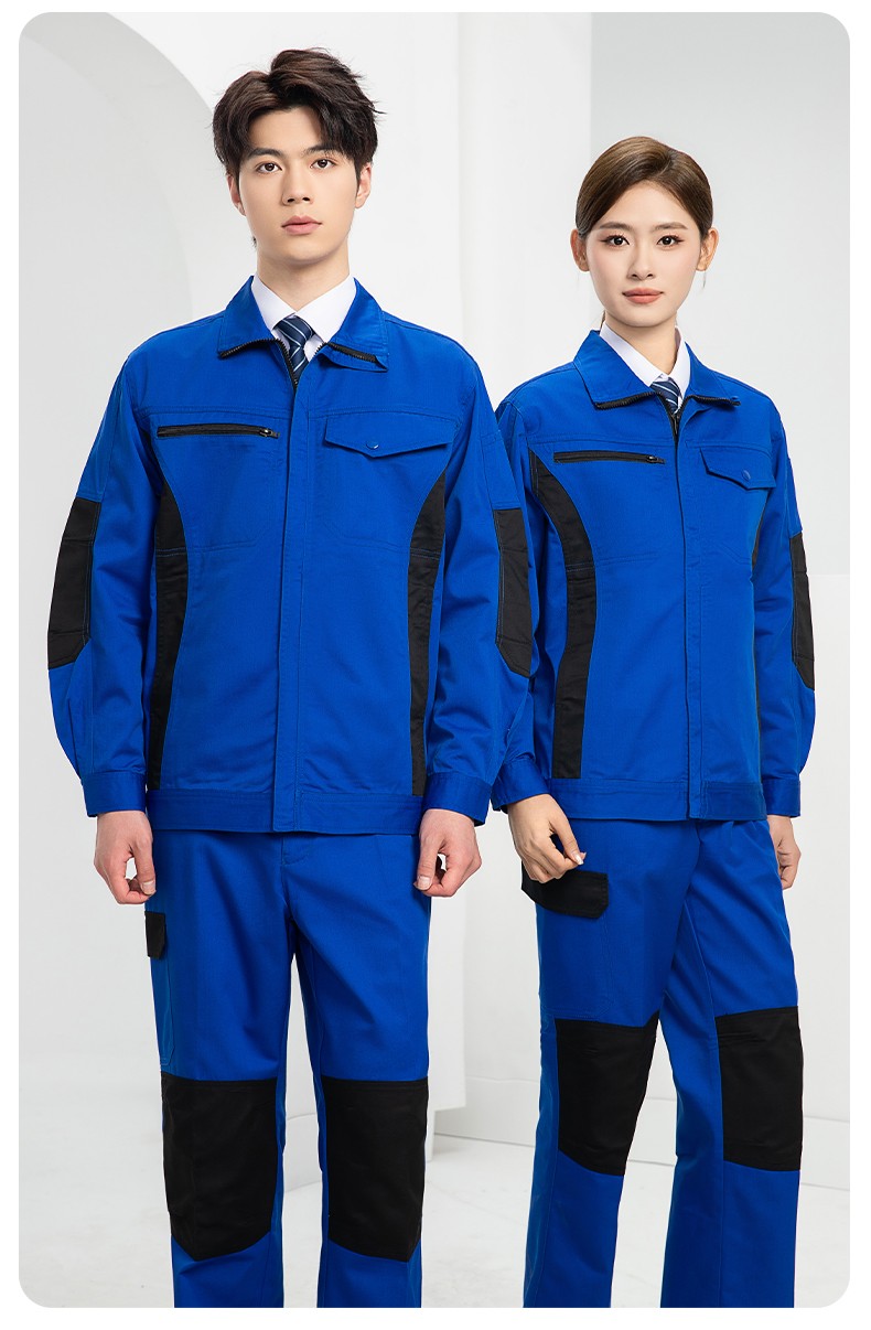 DM2312 海源春秋拼色工作服男印字LOGO加固耐磨勞保服工廠車間工裝機(jī)修服(圖15)
