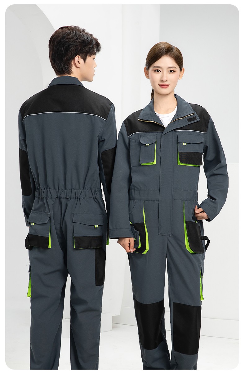 WF289 海源春秋連體工作服男印字多兜牛津加固耐磨勞保服工廠車間廠服(圖17)