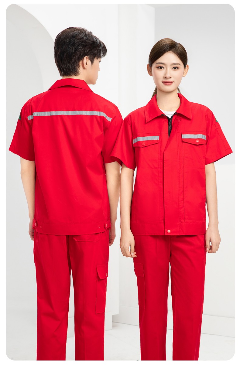QM2091D 夏季工作服套裝男純棉長短袖薄款反光海油工程工裝機(jī)電焊工勞保服(圖18)