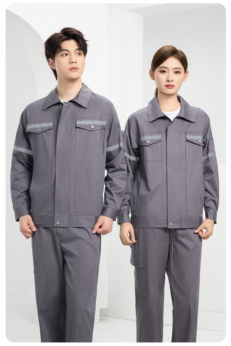 QM2091D 夏季工作服套裝男純棉長短袖薄款反光海油工程工裝機(jī)電焊工勞保服(圖24)