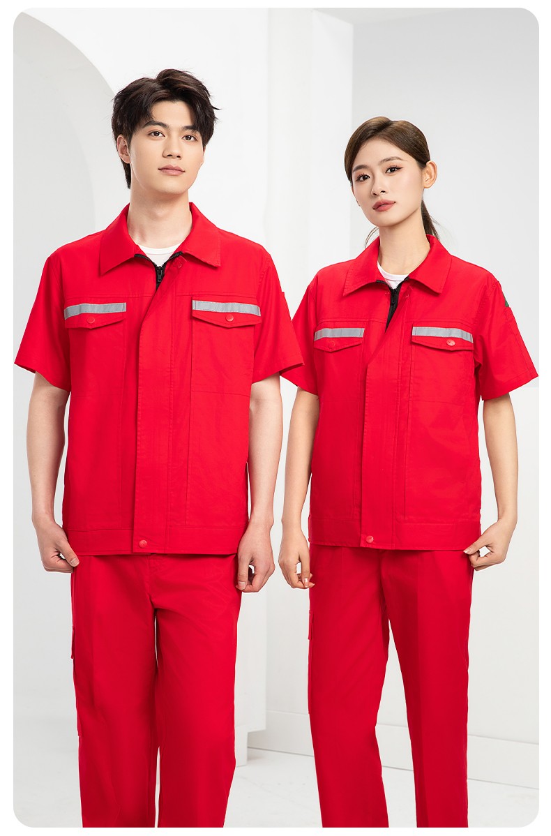 QM2091X 夏季長(zhǎng)袖薄款工作服套裝男純棉反光焊工海油工程汽修車間電焊勞保(圖17)