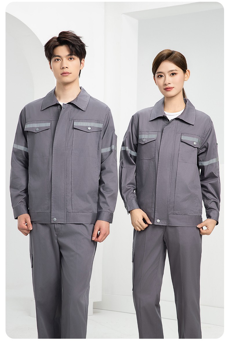 QM2091X 夏季長(zhǎng)袖薄款工作服套裝男純棉反光焊工海油工程汽修車間電焊勞保(圖23)