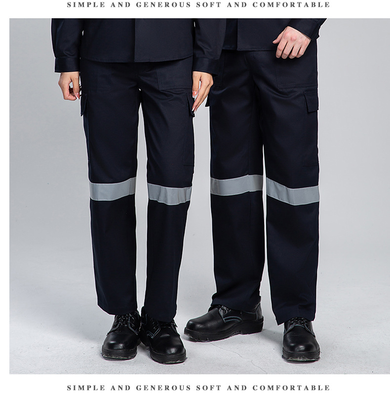WQ2119 純棉反光條勞保工裝褲男建筑工地寬松多兜多口袋大兜工作服褲子(圖8)