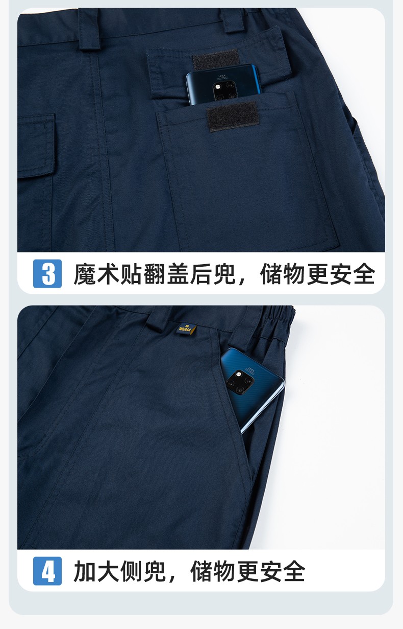 WQ2119X 夏季薄款純棉反光條勞保工裝褲男建筑工地寬松多兜多口袋大兜工作服褲子(圖8)