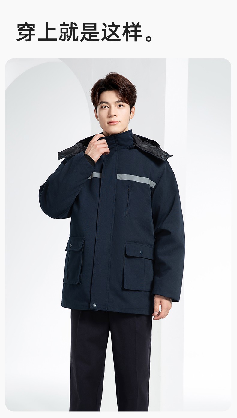 DM13-11 冬季工作服棉衣男加絨加厚防寒保暖汽車維修廠定制勞保服工程棉襖(圖11)