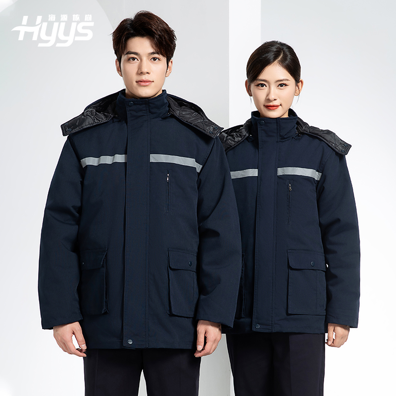 DM13-11 冬季工作服棉衣男加絨加厚防寒保暖汽車維修廠定制勞保服工程棉襖