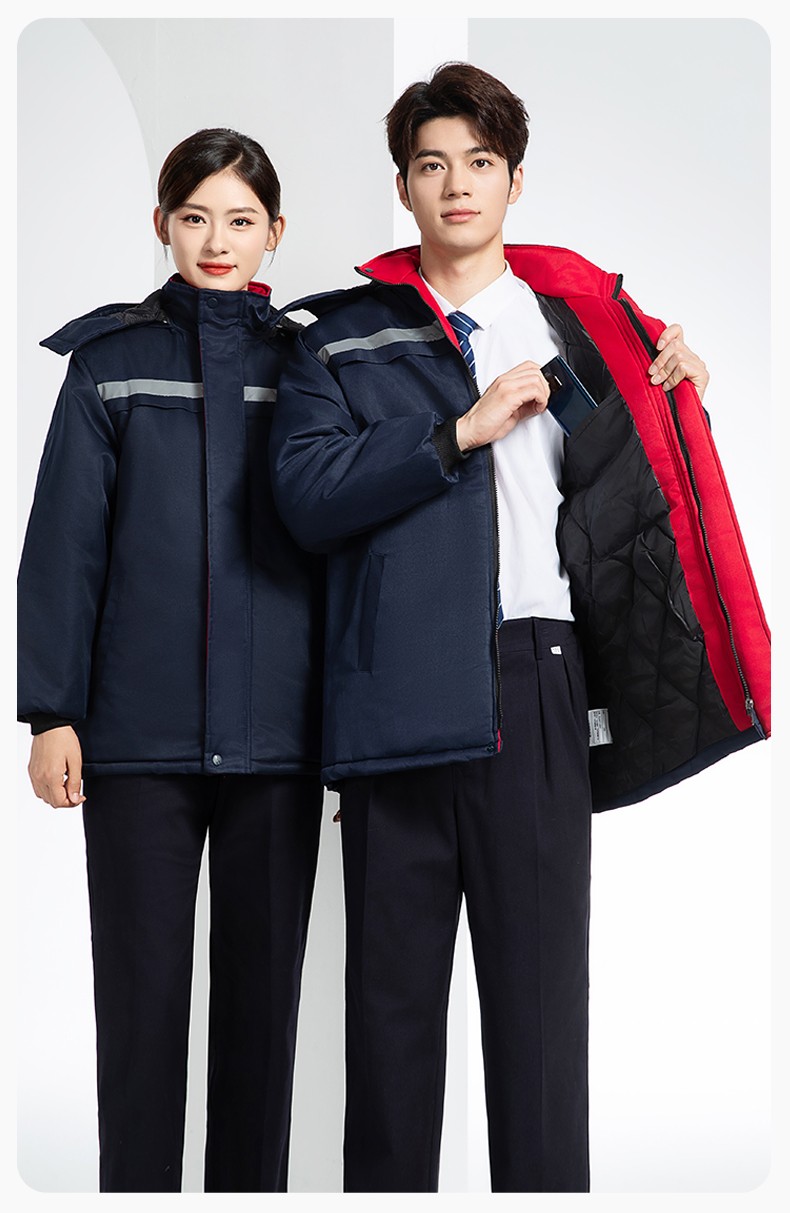 DM13-10ZC 冬季工作服定制加絨加厚保暖中長防寒冷庫物業(yè)車間印繡字棉襖棉衣(圖12)