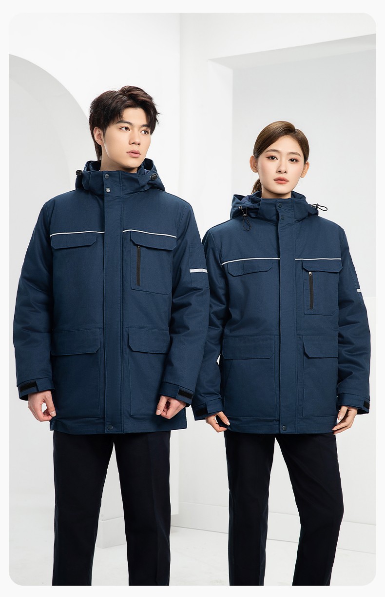 QM2320 純棉可拆卸工作服棉服定制男加絨加厚保暖汽車維修廠勞保服棉襖(圖20)