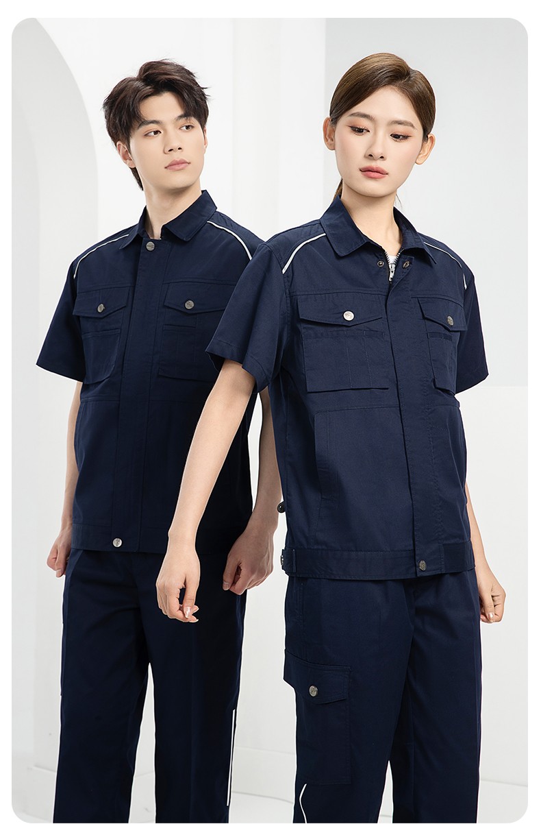 DM2315D 海源夏季工作服男短袖套裝機修服印字LOGO工地工人耐磨工裝定制(圖14)