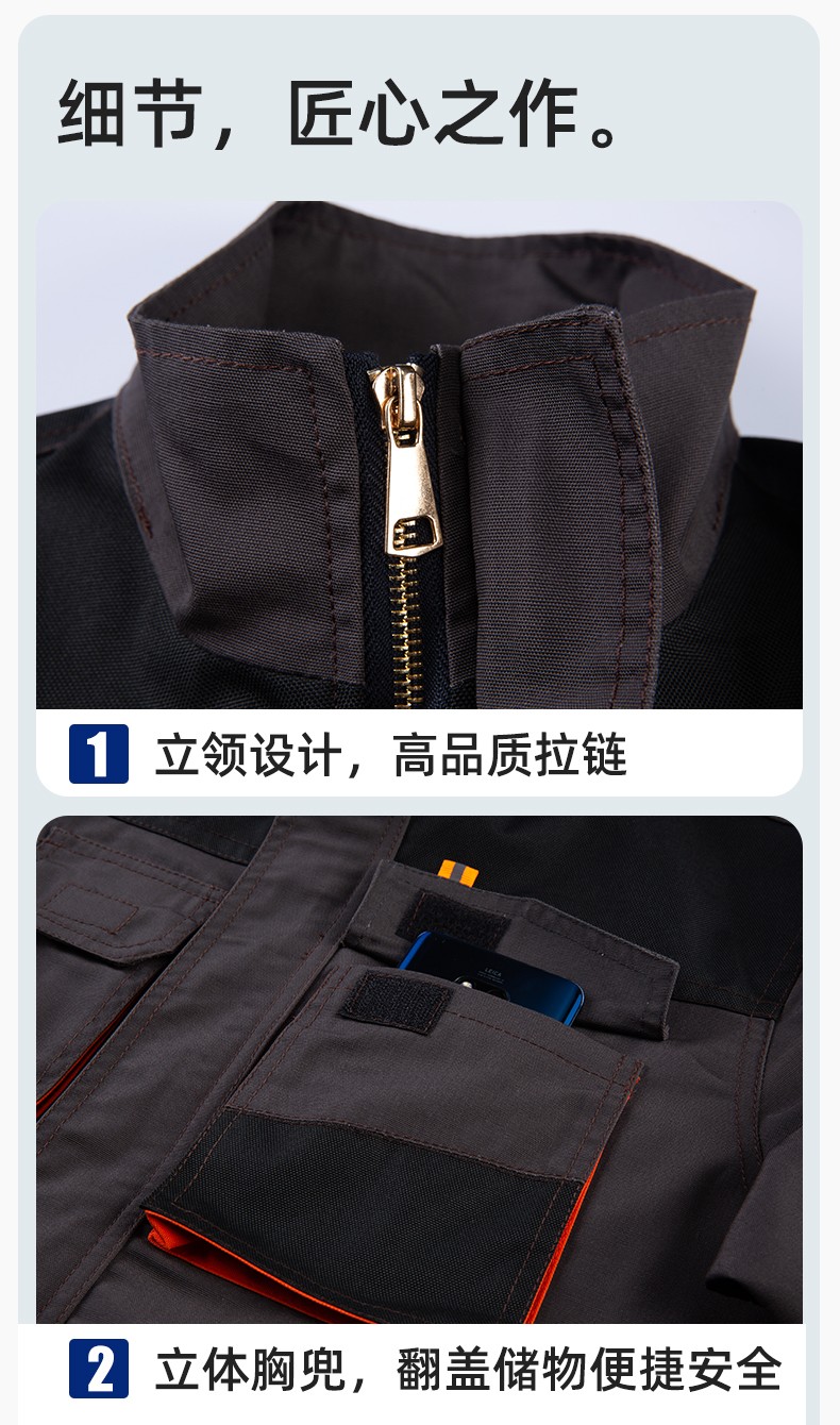 WD2118 跨境立體大兜工作服套裝定制歐美多口袋多兜工裝褲外貿(mào)出口勞保服(圖8)