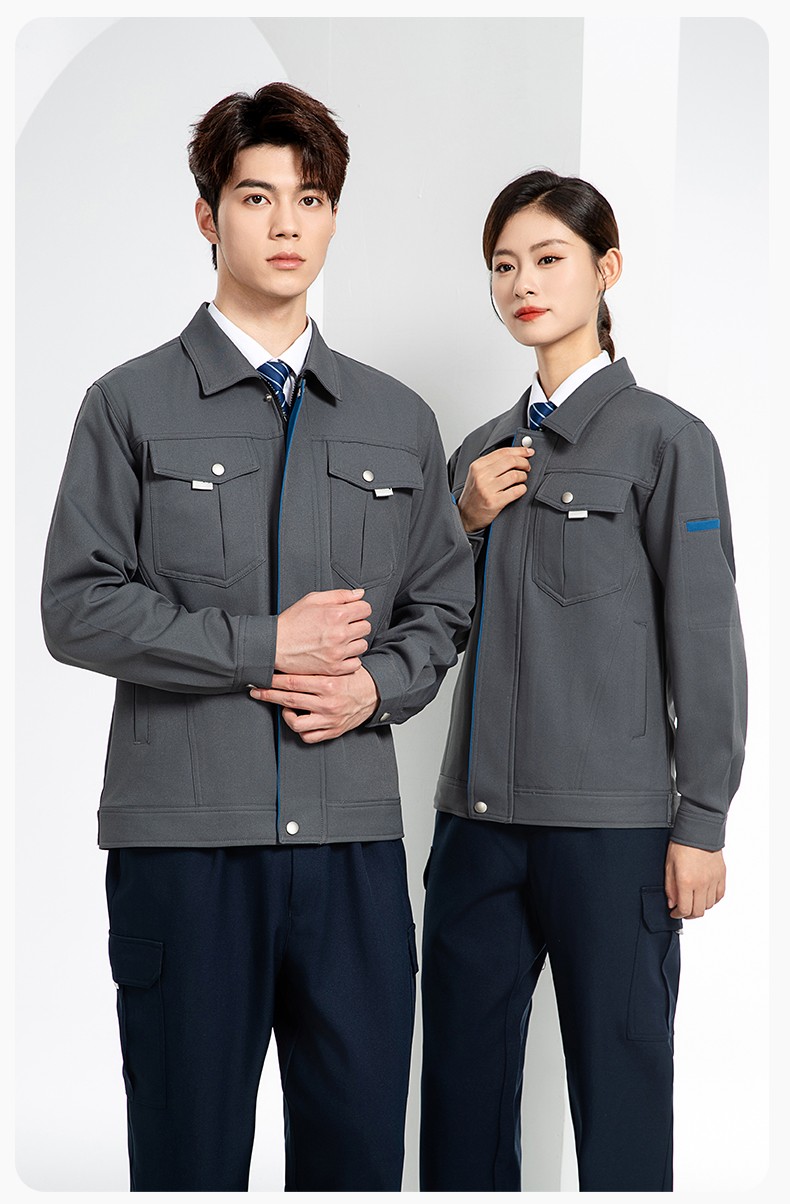 JC-162 春秋工作服套裝男純色反光條加油站汽修服車間電工服工作服定制(圖17)