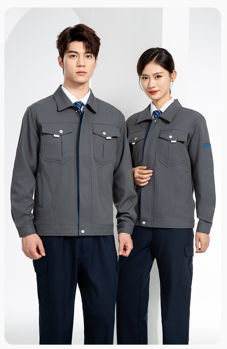 JC-162 春秋工作服套裝男純色反光條加油站汽修服車間電工服工作服定制(圖18)
