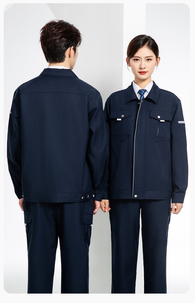 JC-162 春秋工作服套裝男純色反光條加油站汽修服車間電工服工作服定制(圖20)