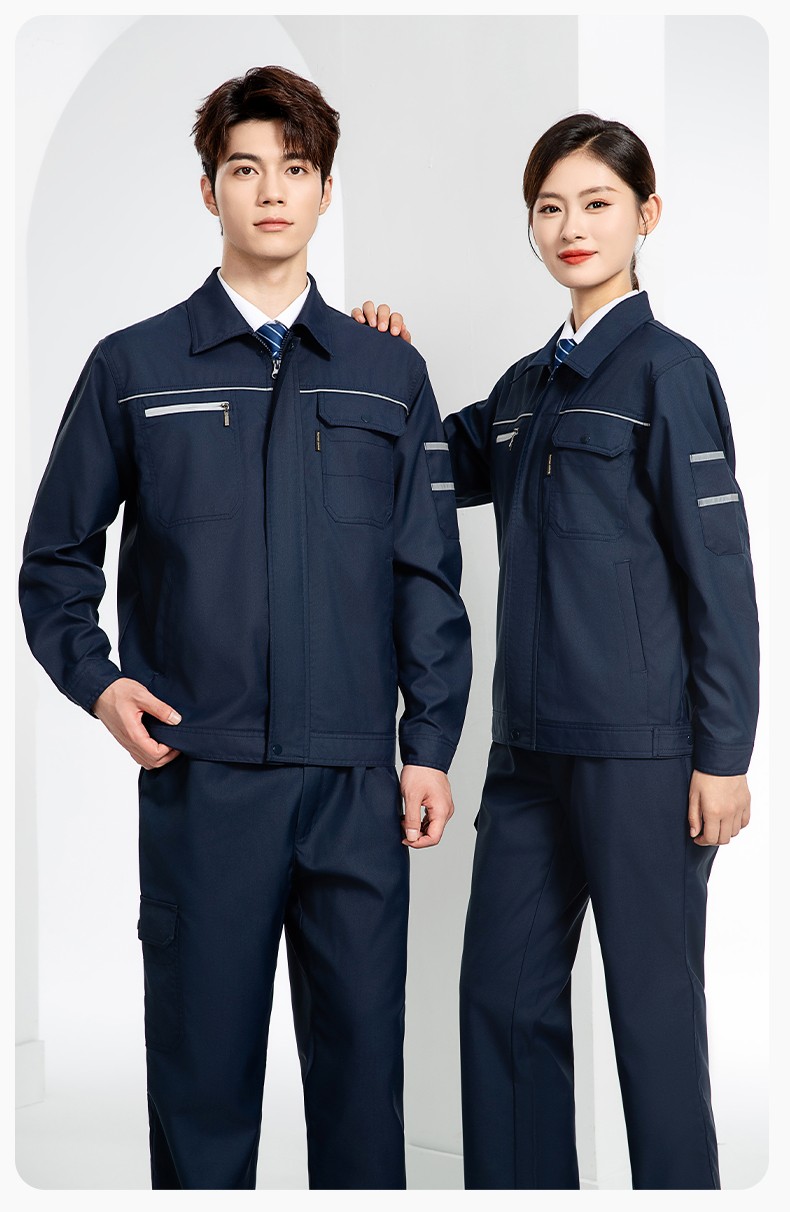 JC-163 春秋季工作服套裝男防靜電長袖外套工地加油站工裝上衣勞保服定制(圖12)