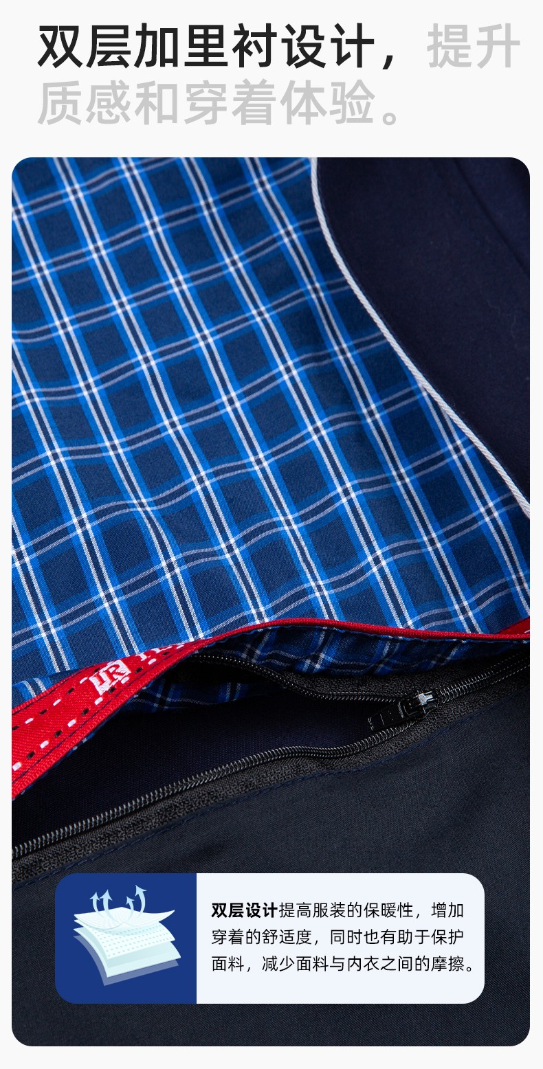 JC-H1806-3 雙層純棉工作服套裝男反光條工地汽修機(jī)修服電焊服工裝勞保服定制(圖5)