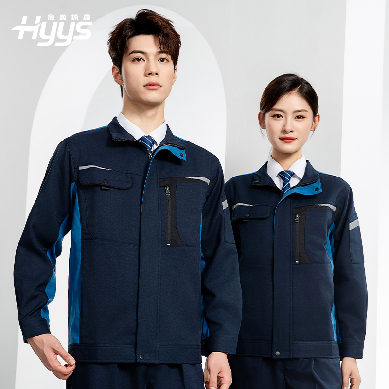 LJ-68003 滌棉防靜電工作服套裝男汽修車間工廠電焊服廠服反光條工裝勞保服