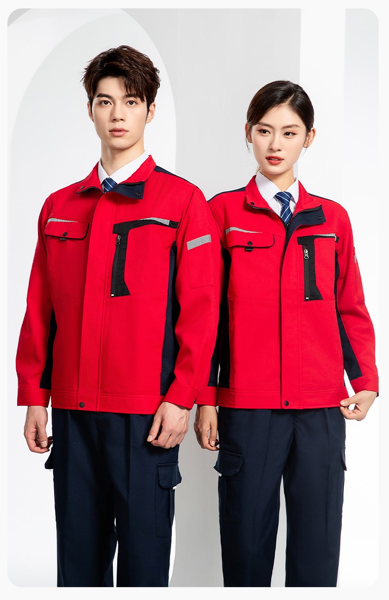 LJ-68003 滌棉防靜電工作服套裝男汽修車間工廠電焊服廠服反光條工裝勞保服(圖19)