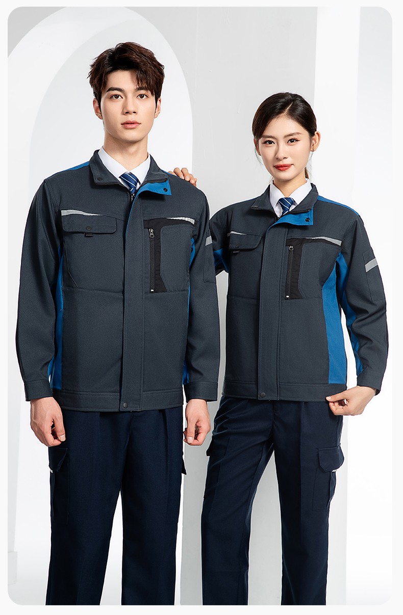 LJ-68003 滌棉防靜電工作服套裝男汽修車間工廠電焊服廠服反光條工裝勞保服(圖20)