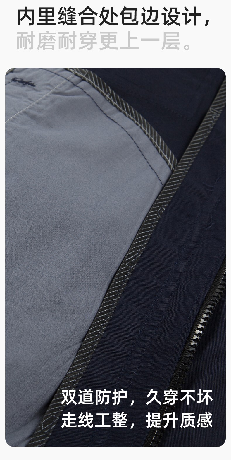 YM-20801 防靜電工作服定制春秋加厚耐磨套裝男女加油加汽站化工車間勞保服(圖5)