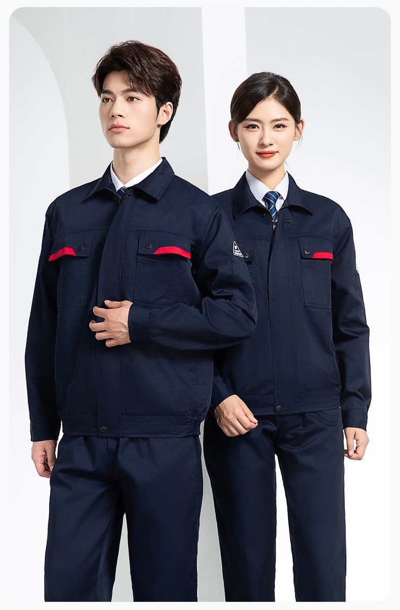 YM-20801 防靜電工作服定制春秋加厚耐磨套裝男女加油加汽站化工車間勞保服(圖13)