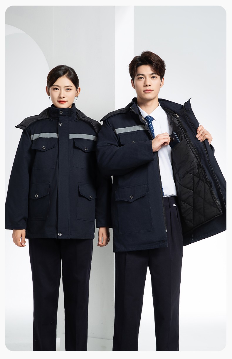 QMMF20101 冬季工作服棉服定制純棉耐磨加厚保暖物業(yè)工程勞保服反光棉襖印字(圖17)