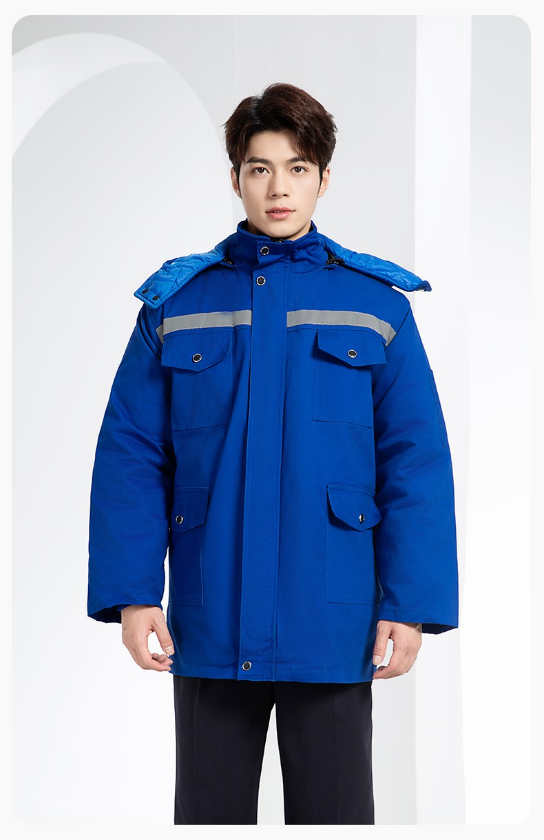 QMMF20101 冬季工作服棉服定制純棉耐磨加厚保暖物業(yè)工程勞保服反光棉襖印字(圖16)