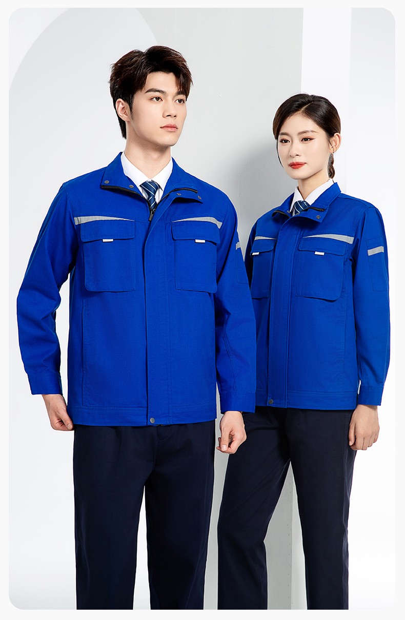 JC-H1810 春秋長袖工作服男反光條純色電焊耐磨工裝套裝工廠車間汽修勞保服(圖14)