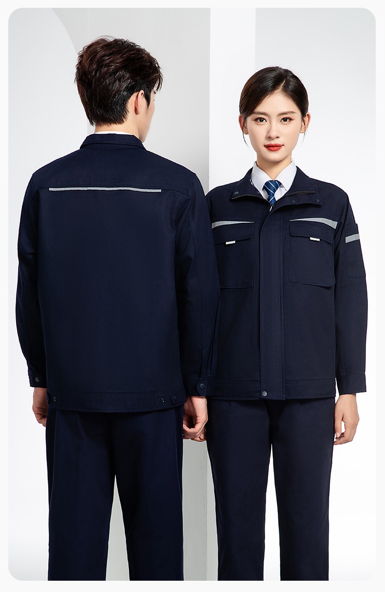 JC-H1810 春秋長袖工作服男反光條純色電焊耐磨工裝套裝工廠車間汽修勞保服(圖20)