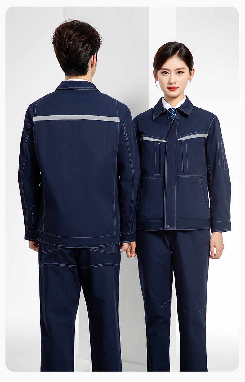 JC-3D05 春秋防撕裂長袖工作服套裝長袖反光條電焊男加厚耐拉勞保服定制(圖16)