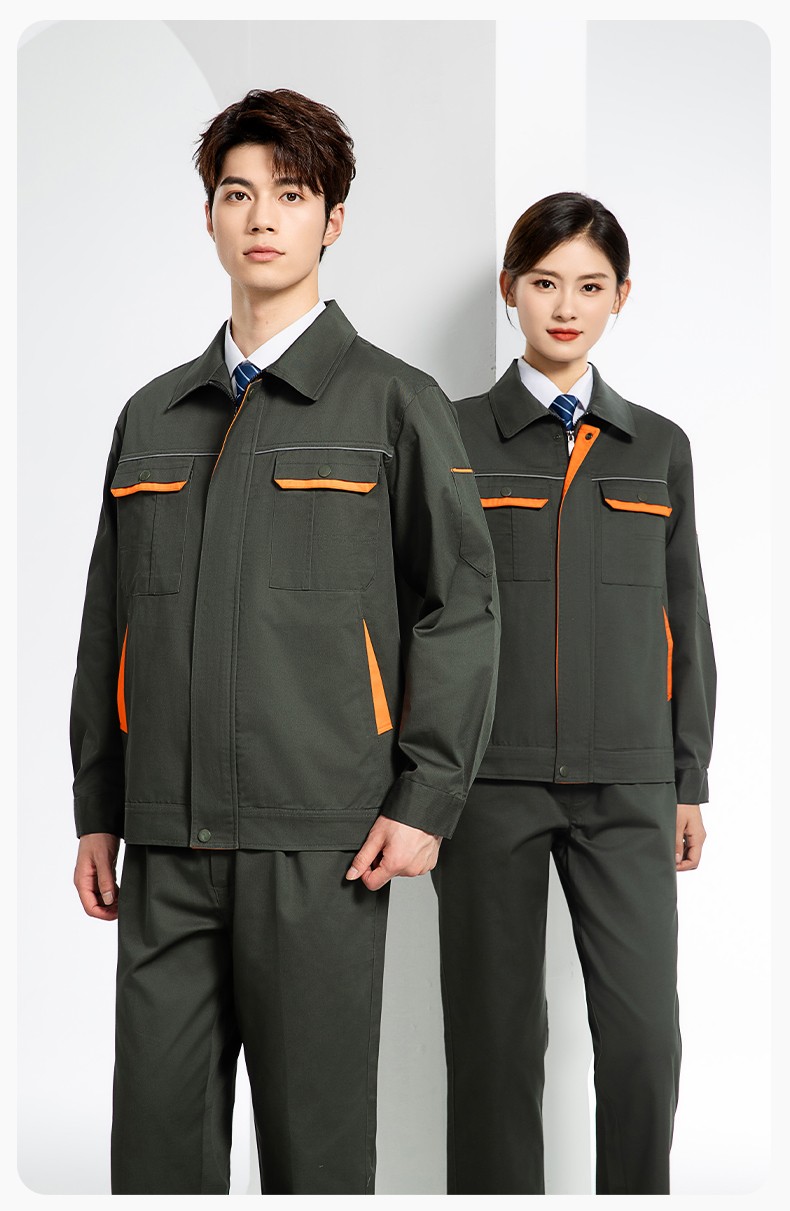 JC-102 春秋工作服套裝印字定制CVC長(zhǎng)袖上衣耐磨汽修工廠車(chē)間工裝勞保服(圖13)