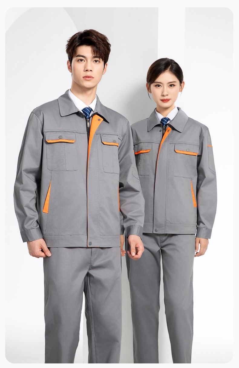 JC-102 春秋工作服套裝印字定制CVC長(zhǎng)袖上衣耐磨汽修工廠車(chē)間工裝勞保服(圖17)