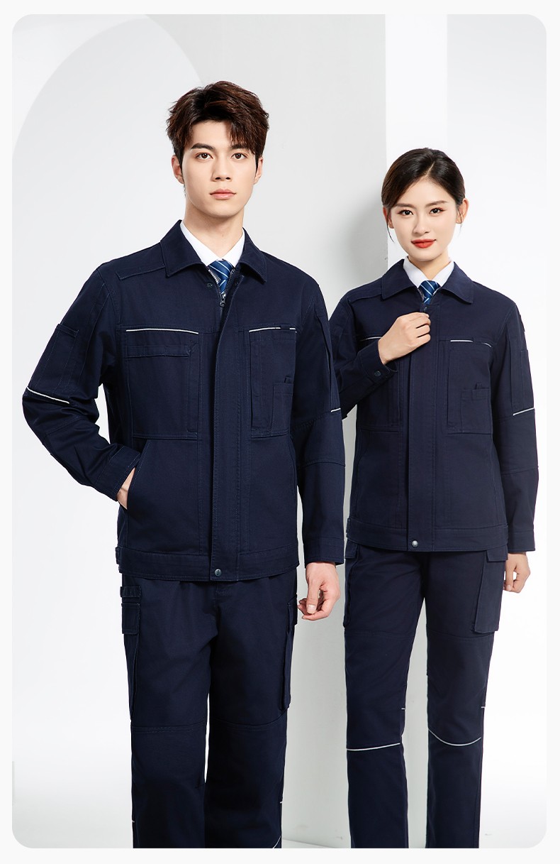 JC-3D07QM 純棉工作服定制男春秋長袖工裝印字工廠車間機修全棉反光勞保服(圖13)