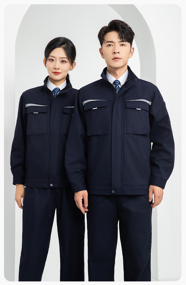 LJ-5810 冬季加絨工作服男拼色一體式反光條工裝加油站汽車(chē)4s店工裝定制(圖15)