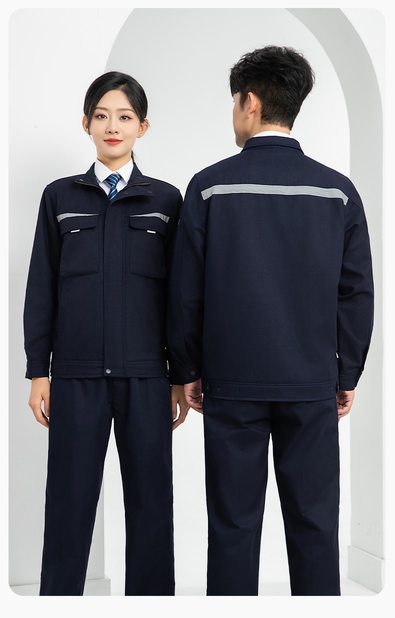 LJ-5810 冬季加絨工作服男拼色一體式反光條工裝加油站汽車(chē)4s店工裝定制(圖17)